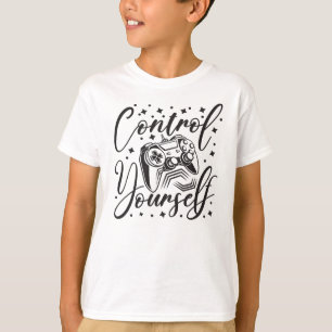 Camiseta Controla tu controlador de juegos y arte de texto