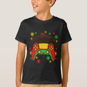 Camiseta Controlador Afro Black History Mono Gaming Gamer 1