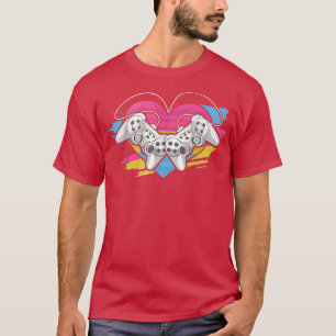 Camiseta Controlador de amor Gaming Heart Rainbow Gay LGBTQ