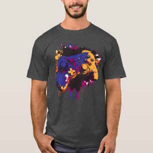Camiseta Controlador de juegos colorido dibujado a mano reg