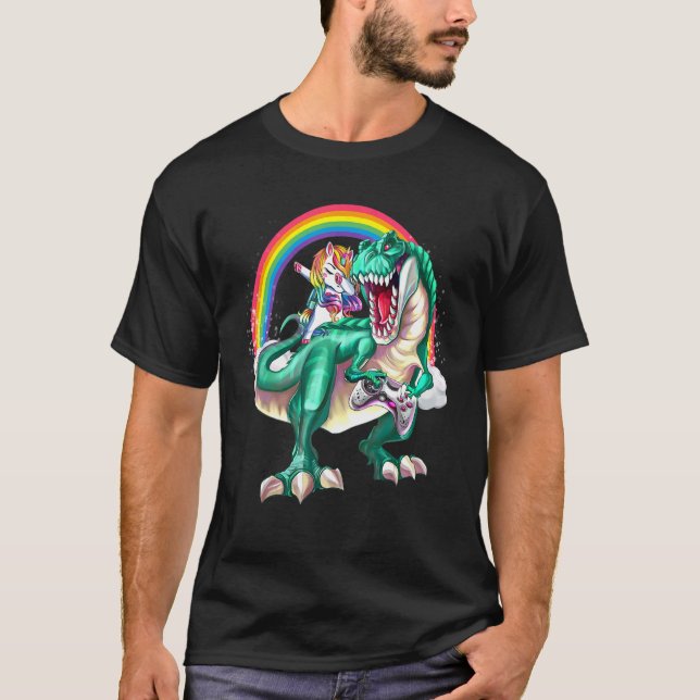 Camiseta Controlador de juegos de dinosaurios Dabbing Unico (Anverso)