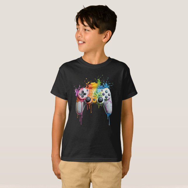 Camiseta Controlador de juegos de fusión colorida (Anverso completo)