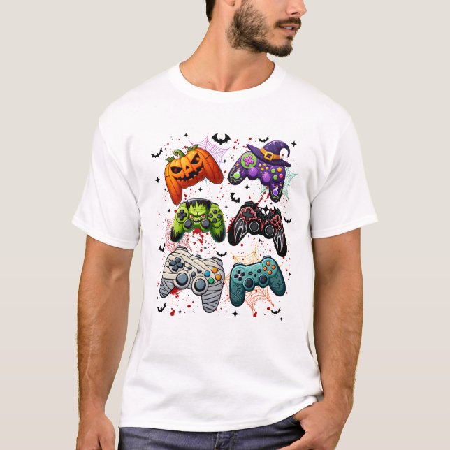 Camiseta Controlador de juegos de Halloween Retro (Anverso)