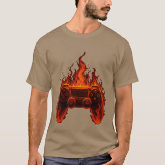 Camiseta Controlador de juegos en llamas Amante de los jueg