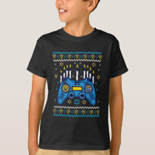 Camiseta Controlador de juegos Hanukkah Menorah Candles Jew