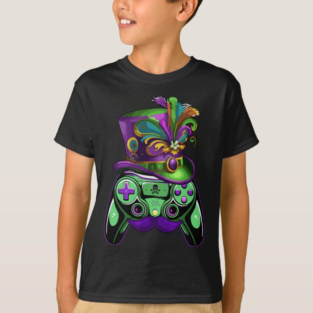 Camiseta Controlador de juegos Mardi Gras Gamers Niños Chic (Anverso)