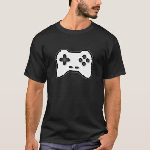 Camiseta Controlador de juegos Negro Blanco de 8 bits Estil