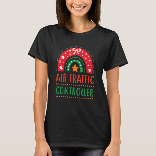 Camiseta Controlador de Tráfico Aéreo Navidad Boho Arcoíris (Anverso)
