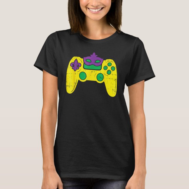 Camiseta Controlador de videojuego Gamer E-Sports Mardi Gra (Anverso)