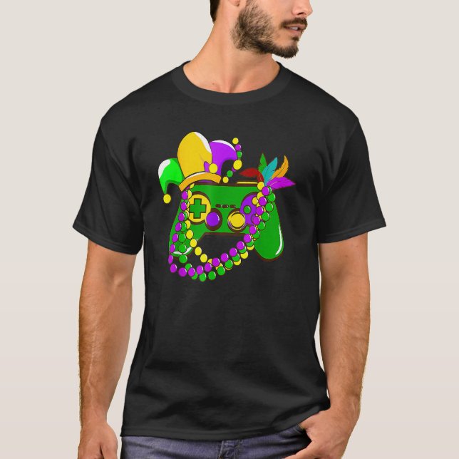 Camiseta Controlador de videojuego Gamer E Sports Mardi Gra (Anverso)