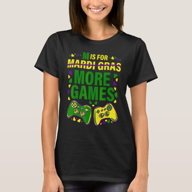 Camiseta Controlador de videojuego Mardi Gras Costume Gamer (Anverso)