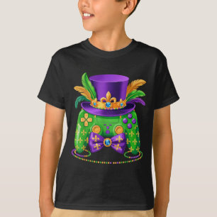 Camiseta Controlador de videojuego Mardi Gras Sombrero de b