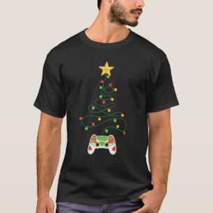 Camiseta Controlador de videojuego Merry Christmas Tree Dec