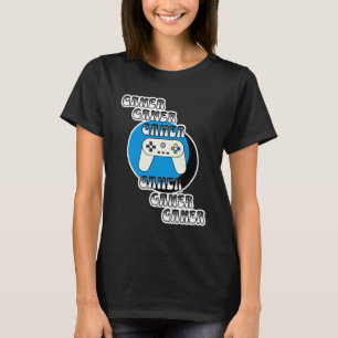 Camiseta Controlador de videojuegos azul y negro Gamer