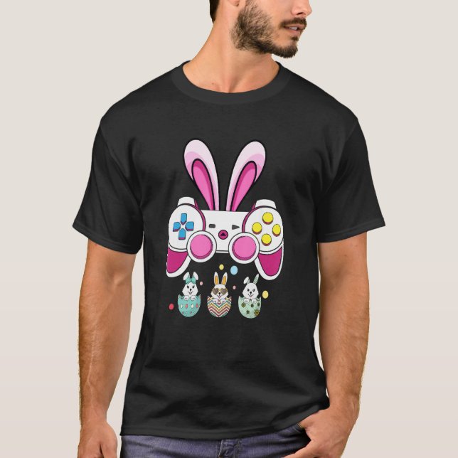 Camiseta Controlador de videojuegos Bunny Gaming Game Gamer (Anverso)