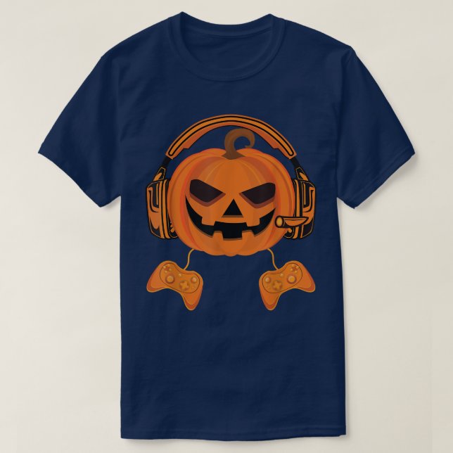 Camiseta Controlador de videojuegos de calabaza, un verdade (Diseño del anverso)
