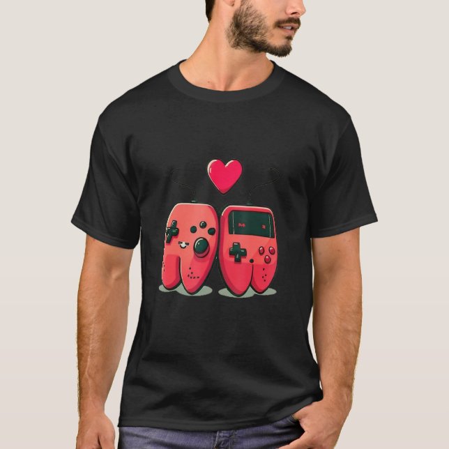 Camiseta Controlador de videojuegos de corazón Valentine Da (Anverso)
