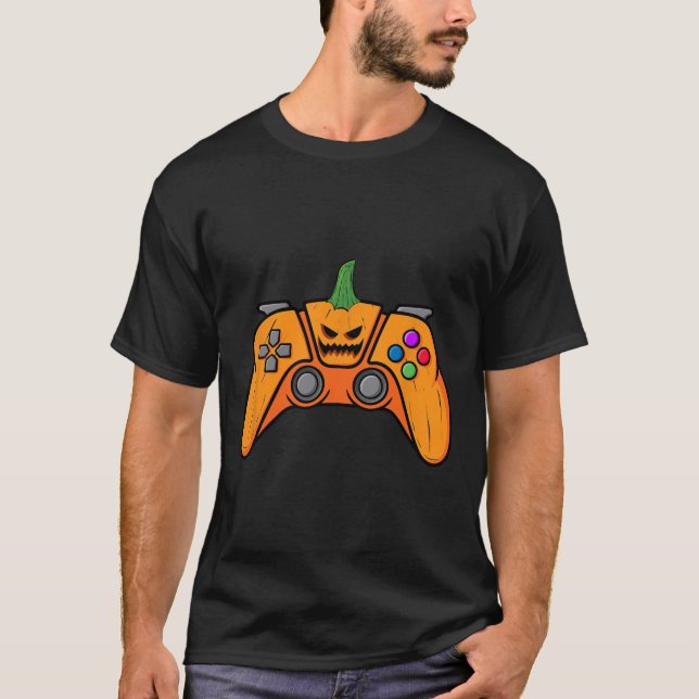 Camiseta Controlador de videojuegos de Halloween con cara d (Anverso)