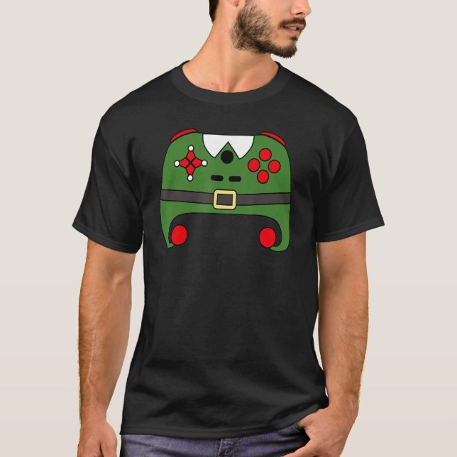 Camiseta Controlador de videojuegos Elf Navidades divertido (Anverso)