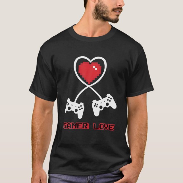 Camiseta Controlador de videojuegos Gamer Love El día de Sa (Anverso)