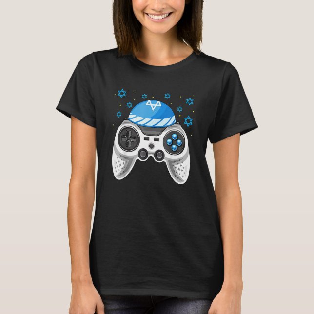 Camiseta Controlador de videojuegos Kippah Passover Pesach  (Anverso)