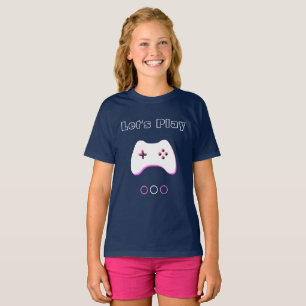 Camiseta Controlador de videojuegos, Let's Play, arte azul 