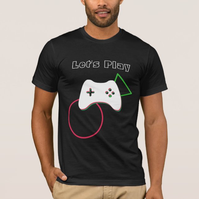 Camiseta Controlador de videojuegos, Let's Play, Red & Gree (Anverso)