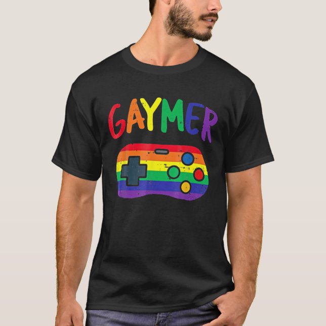 Camiseta Controlador de videojuegos Lgbt Pride Gay Gamer (Anverso)