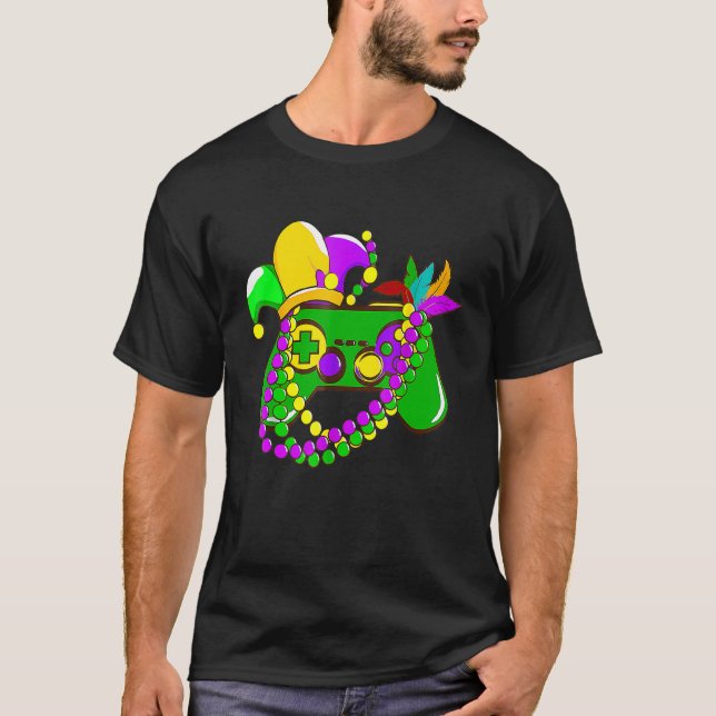 Camiseta Controlador de videojuegos Mardi Gras Jester Gorra (Anverso)