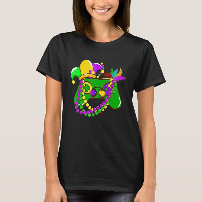 Camiseta Controlador de videojuegos Mardi Gras Jester Gorra (Anverso)