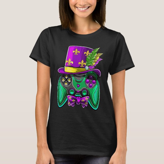 Camiseta Controlador de videojuegos Mardi Gras para Gamer M (Anverso)