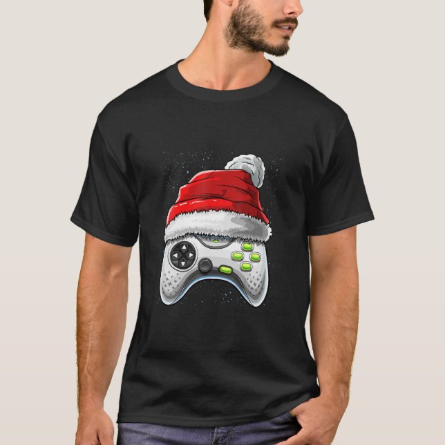 Camiseta Controlador de videojuegos Navidades Santa Hat Gam (Anverso)
