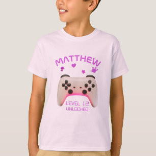 Camiseta Controlador de videojuegos rosa y blanco