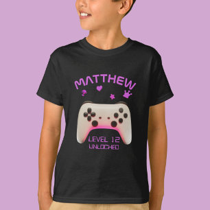Camiseta Controlador de videojuegos rosa y blanco en negro
