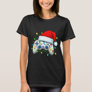 Camiseta Controlador de videojuegos sombrero de santa navid