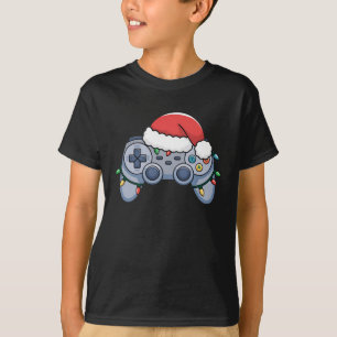 Camiseta Controlador de videojuegos sombrero de santa navid