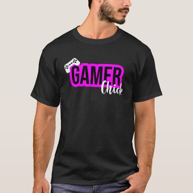 Camiseta Controlador Gamer Chick Nerd (Anverso)