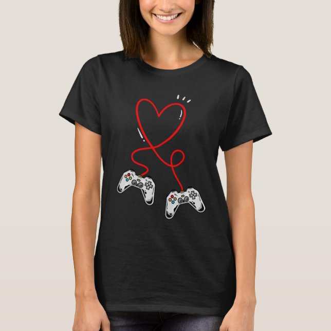 Camiseta Controladores Día de San Valentín Corazón Videojue (Anverso)