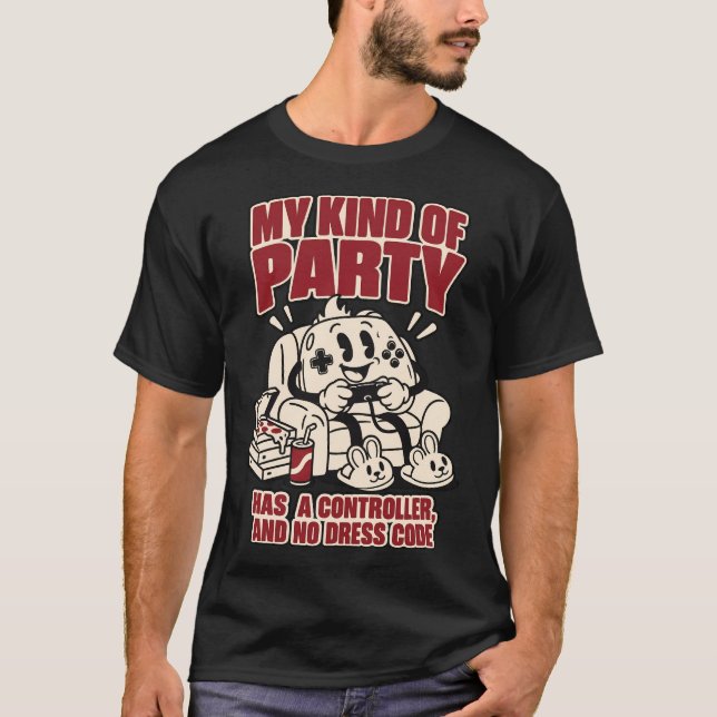 Camiseta Controller Party No Dress Code Funny Gaming Tee (Anverso)