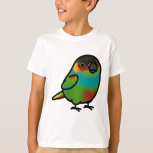 Camiseta Conure Chubby con garganta azul y marca ocre