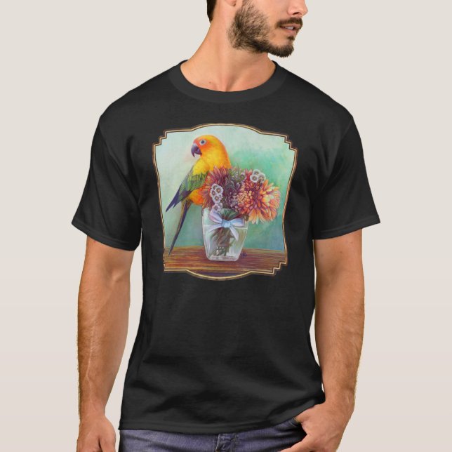 Camiseta Conure y flores de Sun (Anverso)