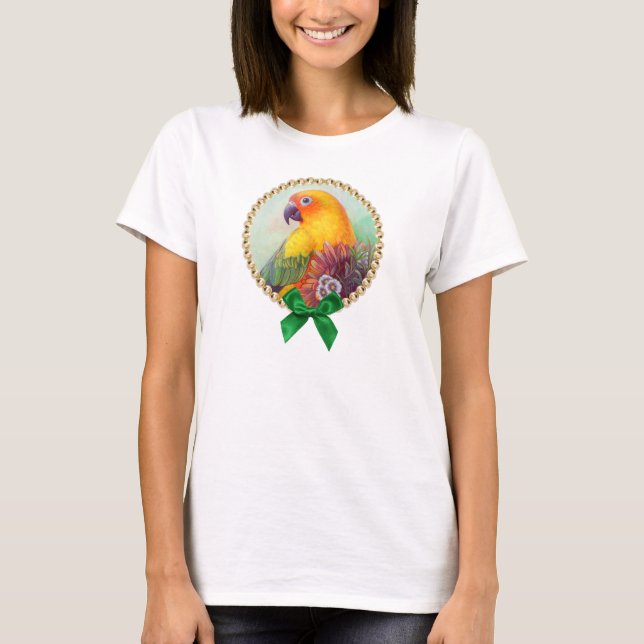 Camiseta Conure y flores de Sun (Anverso)