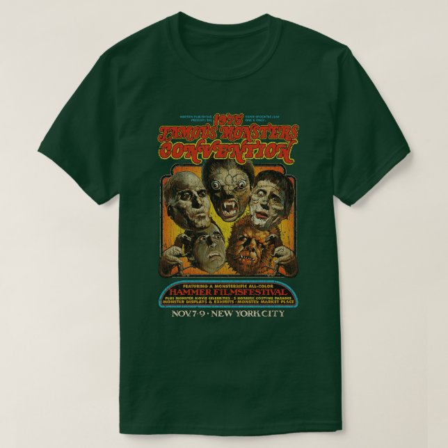 Camiseta Convenio sobre los monstruos famosos de 1975 (Diseño del anverso)