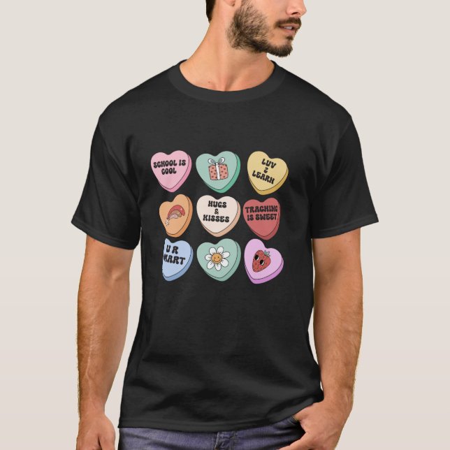 Camiseta Conversación Corazones Groovy Día de San Valentín  (Anverso)