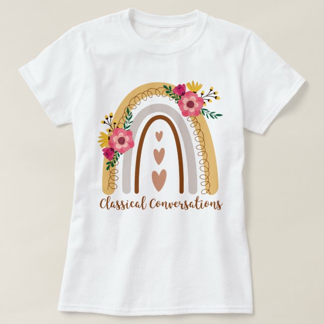 Camiseta Conversaciones clásicas Rainbow Homeschool CC (Diseño del anverso)