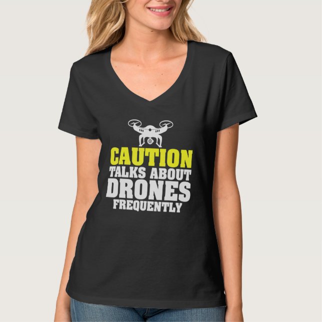 Camiseta Conversaciones de precaución sobre drones Carreras (Anverso)