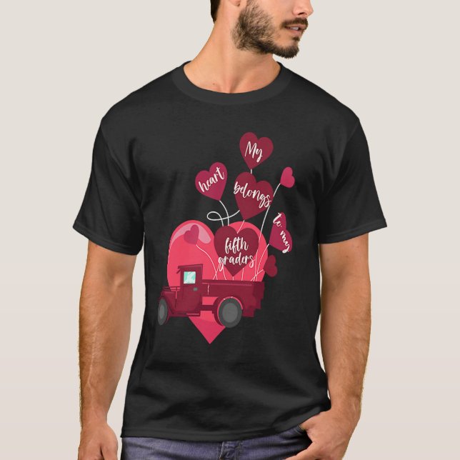 Camiseta Conversation Heart Truck Valentines Day 5th Grade  (Anverso)