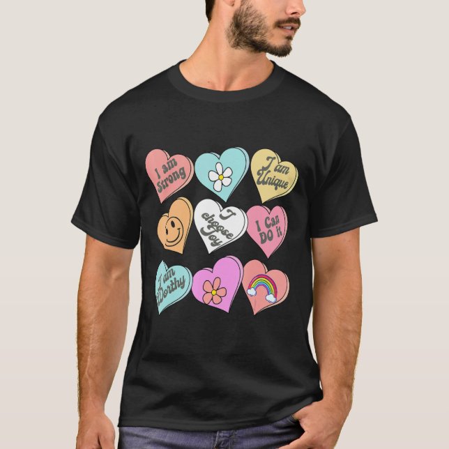 Camiseta Conversation Hearts Groovy Valentines Day Cute Tea (Anverso)