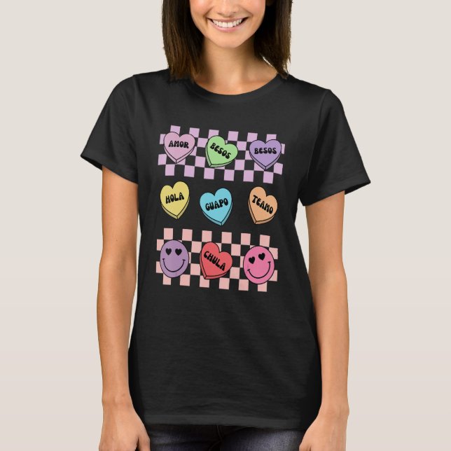 Camiseta Conversation Hearts Spanish Mexican Valentines Day (Anverso)