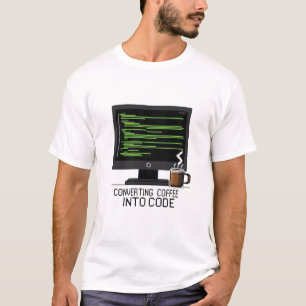 Camiseta Conversión De Café En Código Divertido Pixel Progr